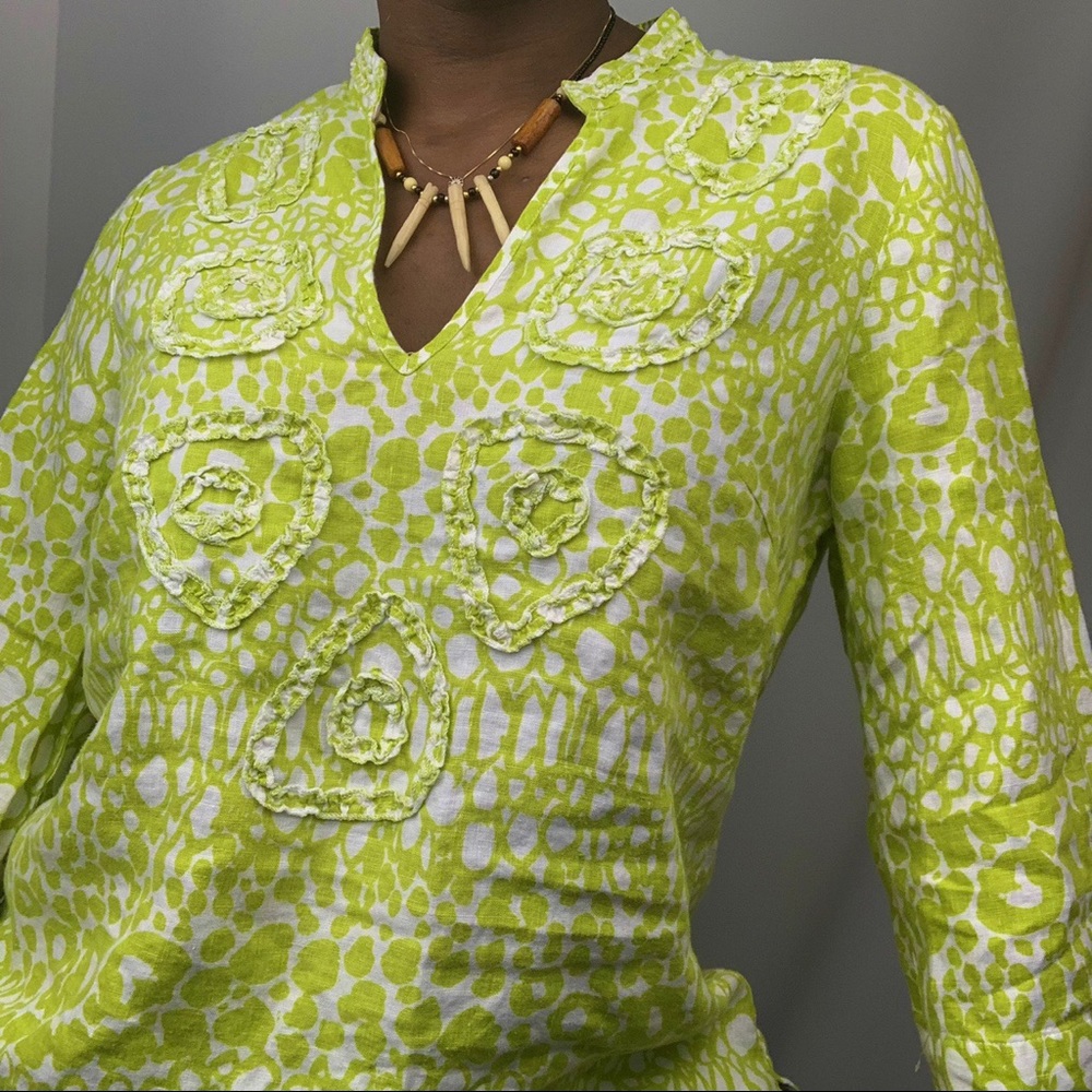 Green 100% Linen Top